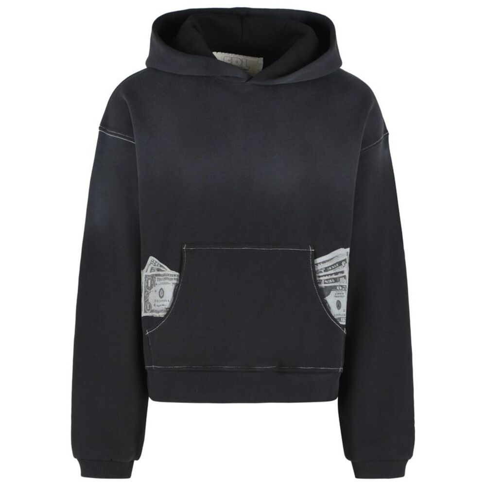 Erl 'Money' Washed Black Cotton Sweatshirt Men